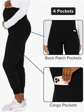 Medcouture Black Maternity jogger scrub pants